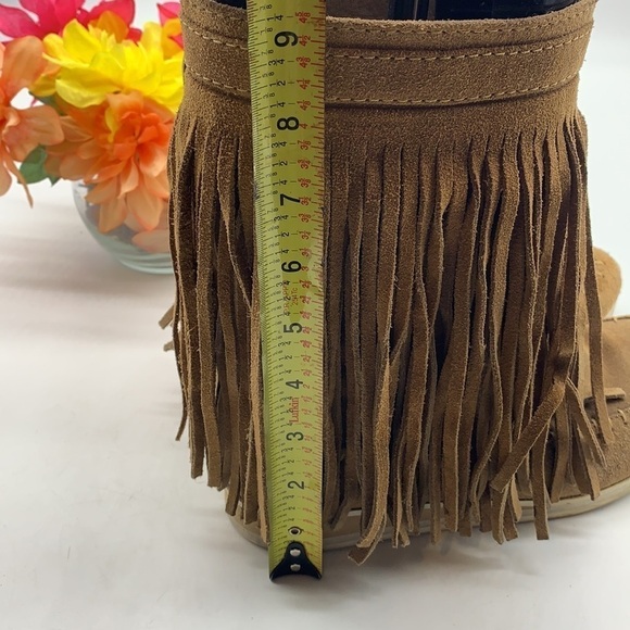 Maison Des Talons Angel Tan Fringe Moccasin Boots MOC1421 - Picture 3 of 7